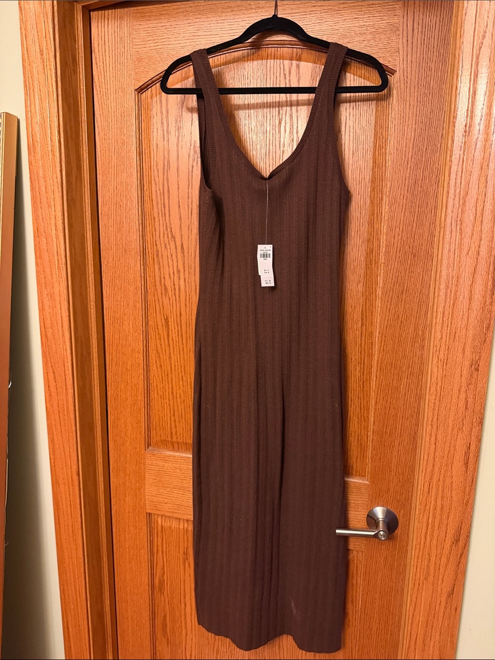 Abercrombie & Fitch Brown Ribbed Midi Tank Dress
